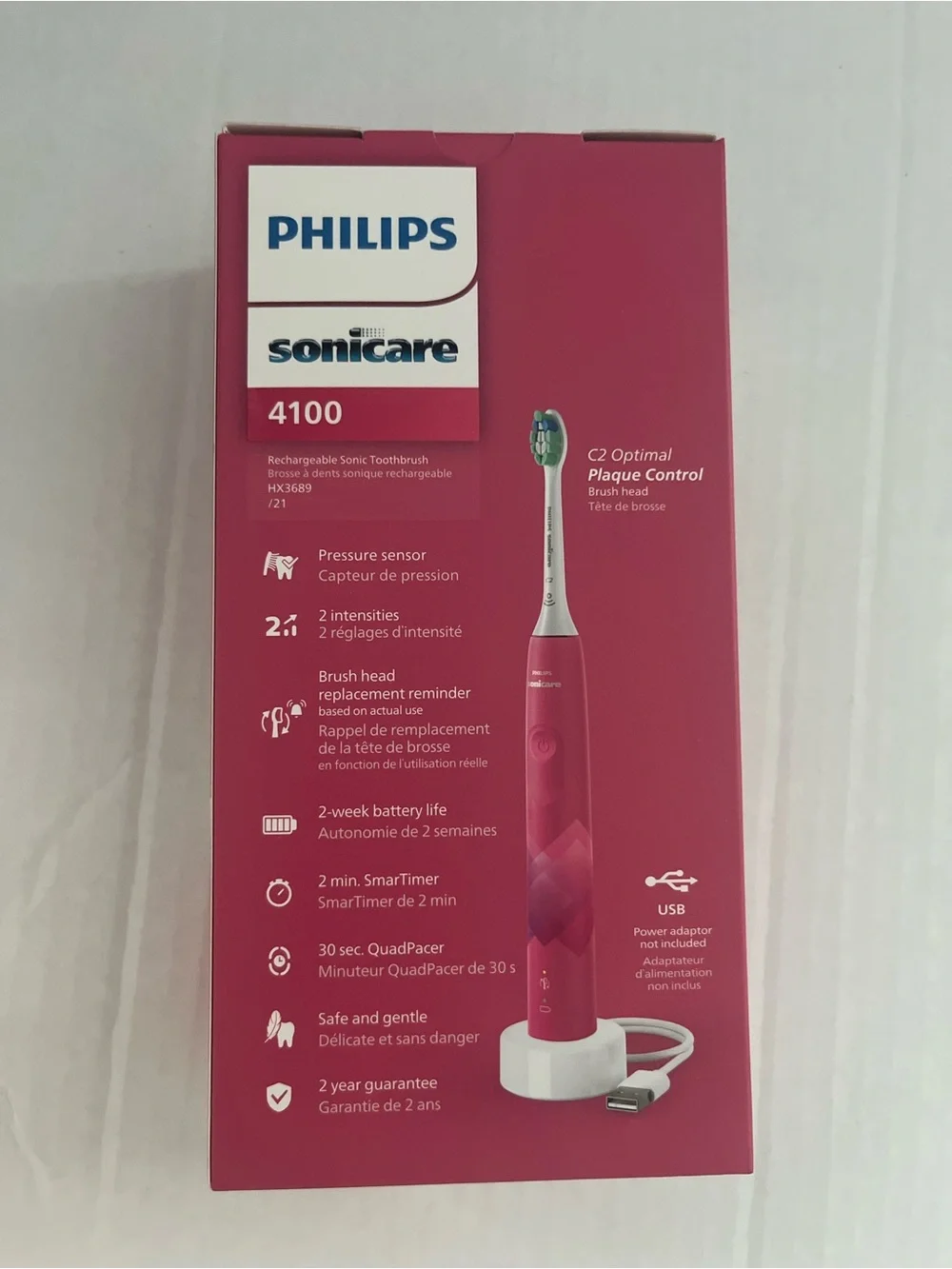 New! Philips Sonicare 4100 Power Toothbrush Rechargeable HX3689/21